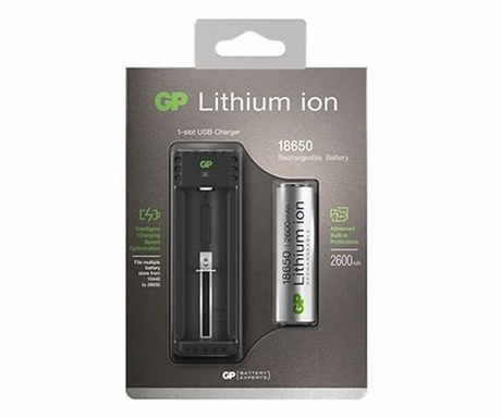 GP Lithium-ion 18650 Batteri med laddare